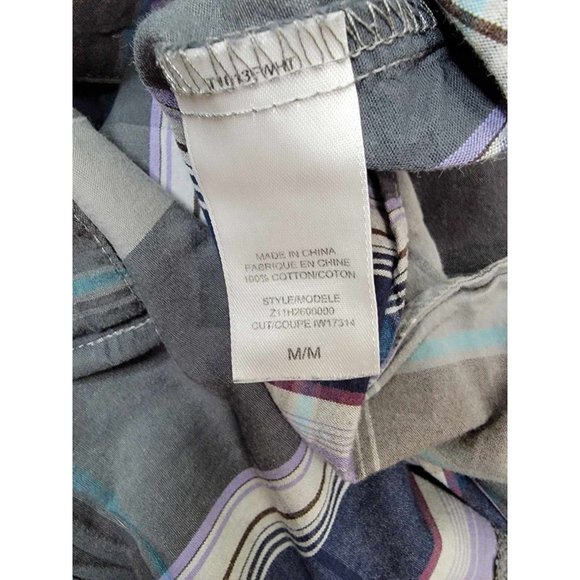 G by Gues Men's Size Medium Plaid Polo Dress Shirt Gray Cotton Long Sleeves - Picture 4 of 8